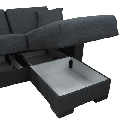 Corner sofa bed reversible with storage space Dumma anthracite fabric 226x146x86cm