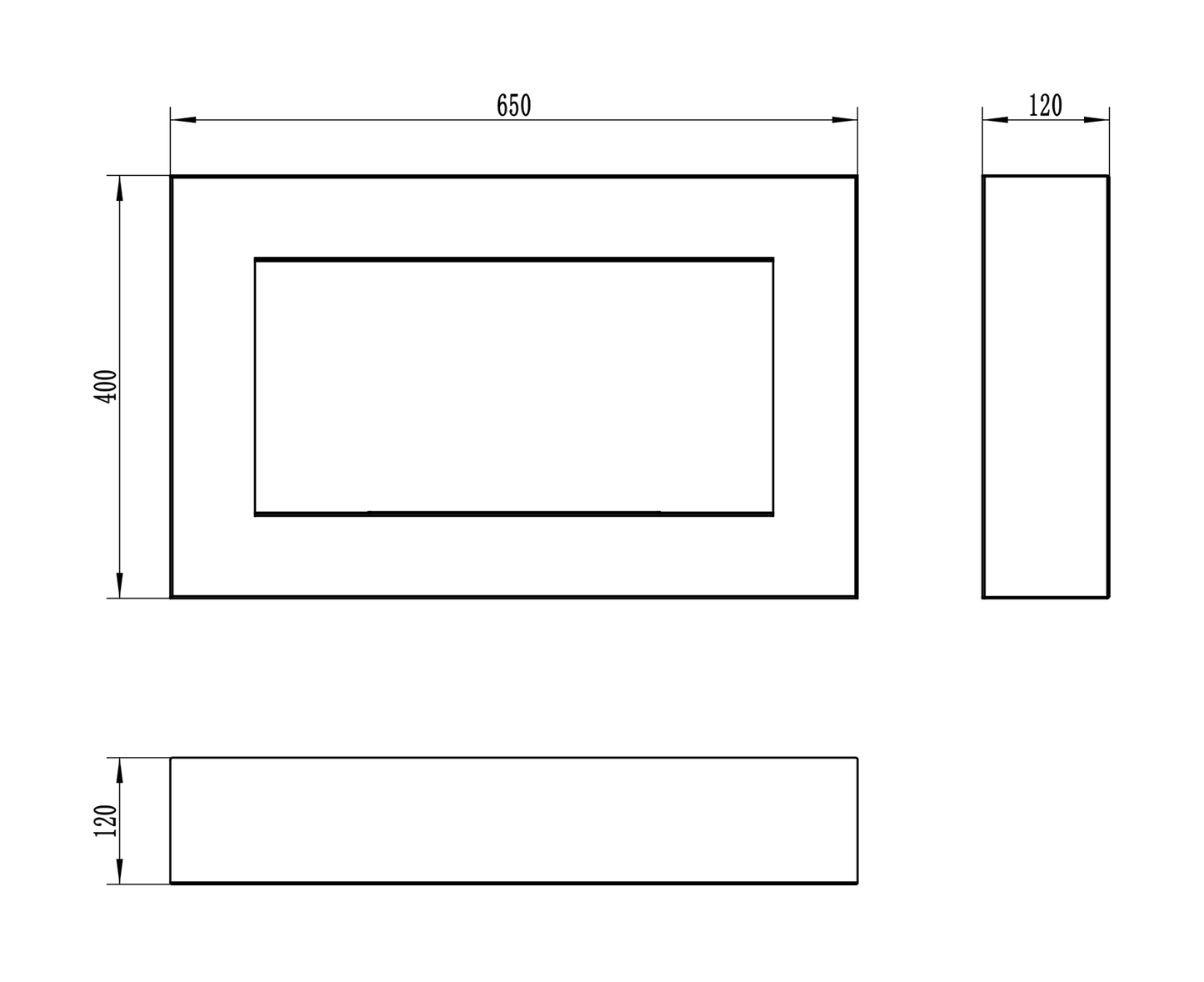 Висяща биокамина 650x400 Box, черен структурен мат