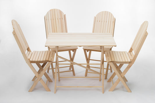 Градински комплект правоъгълна маса + 4 стола